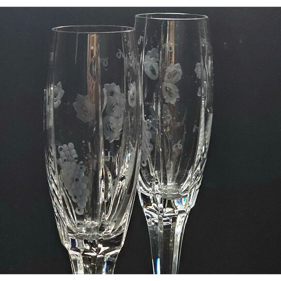 2 Mikasa Bacchus Champagne Flutes 10.7" fine crystal grape vine cut glass elegan - Picture 10 of 10